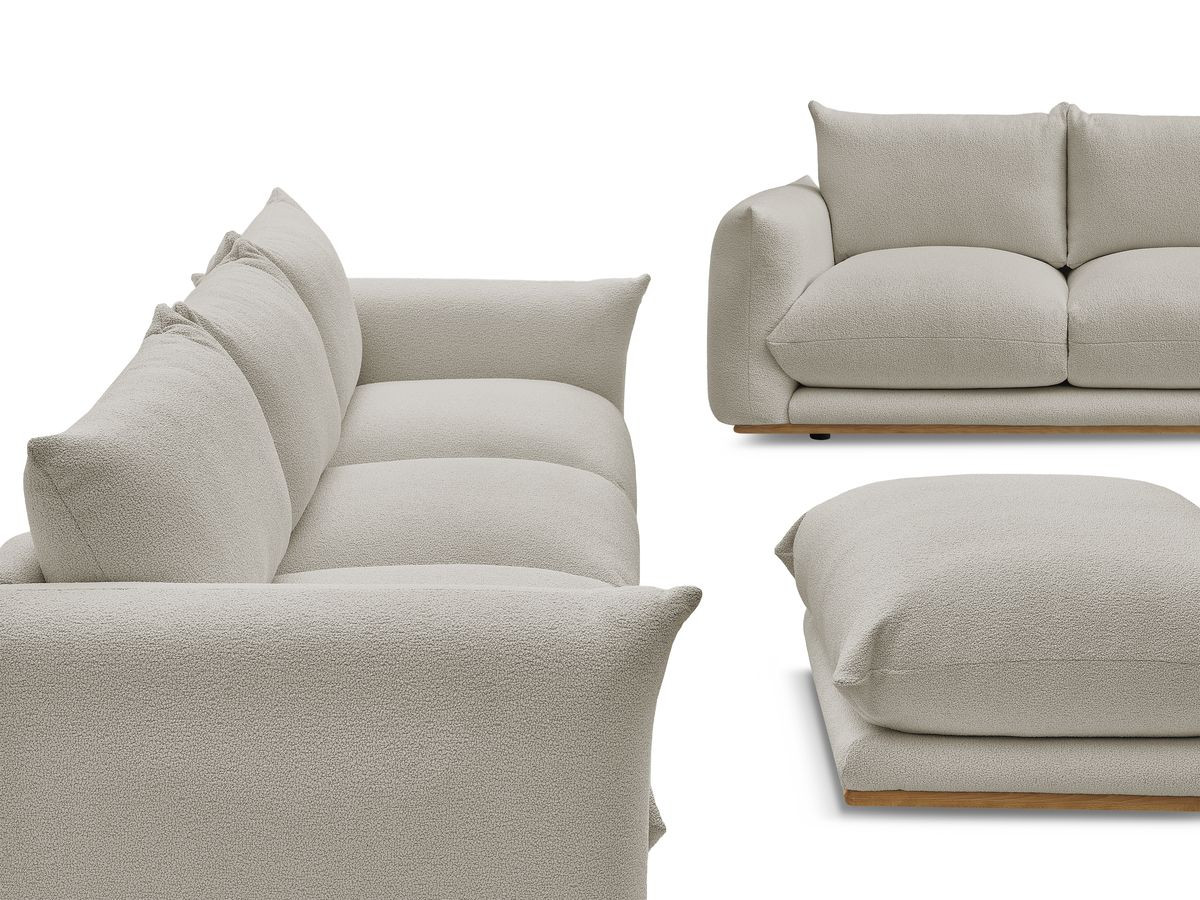 Bobochic Ernest Sofa 5-Sitzer mit Pouf Bouclé-Stoff Taupe