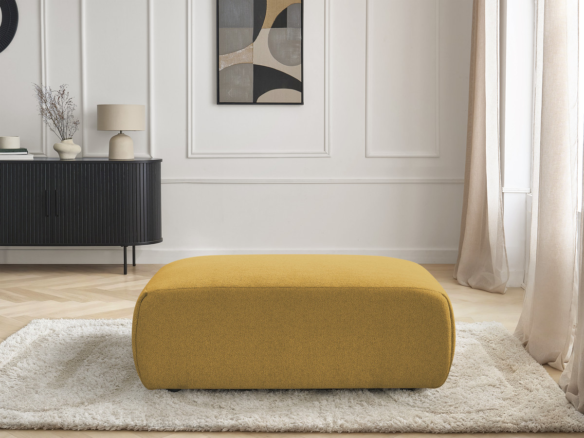 Bobochic Jana Pouf 63 × 114 cm Melange-Stoff Gelb
