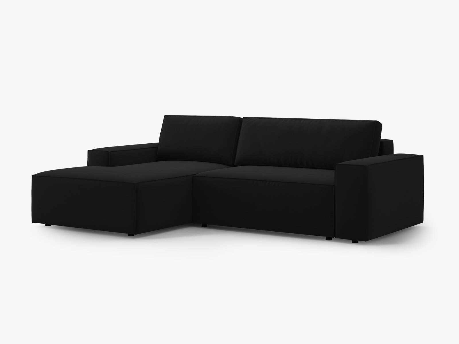 Micadoni Schlaf-Ecksofa Jodie 3-Sitzer Links Samt Schwarz