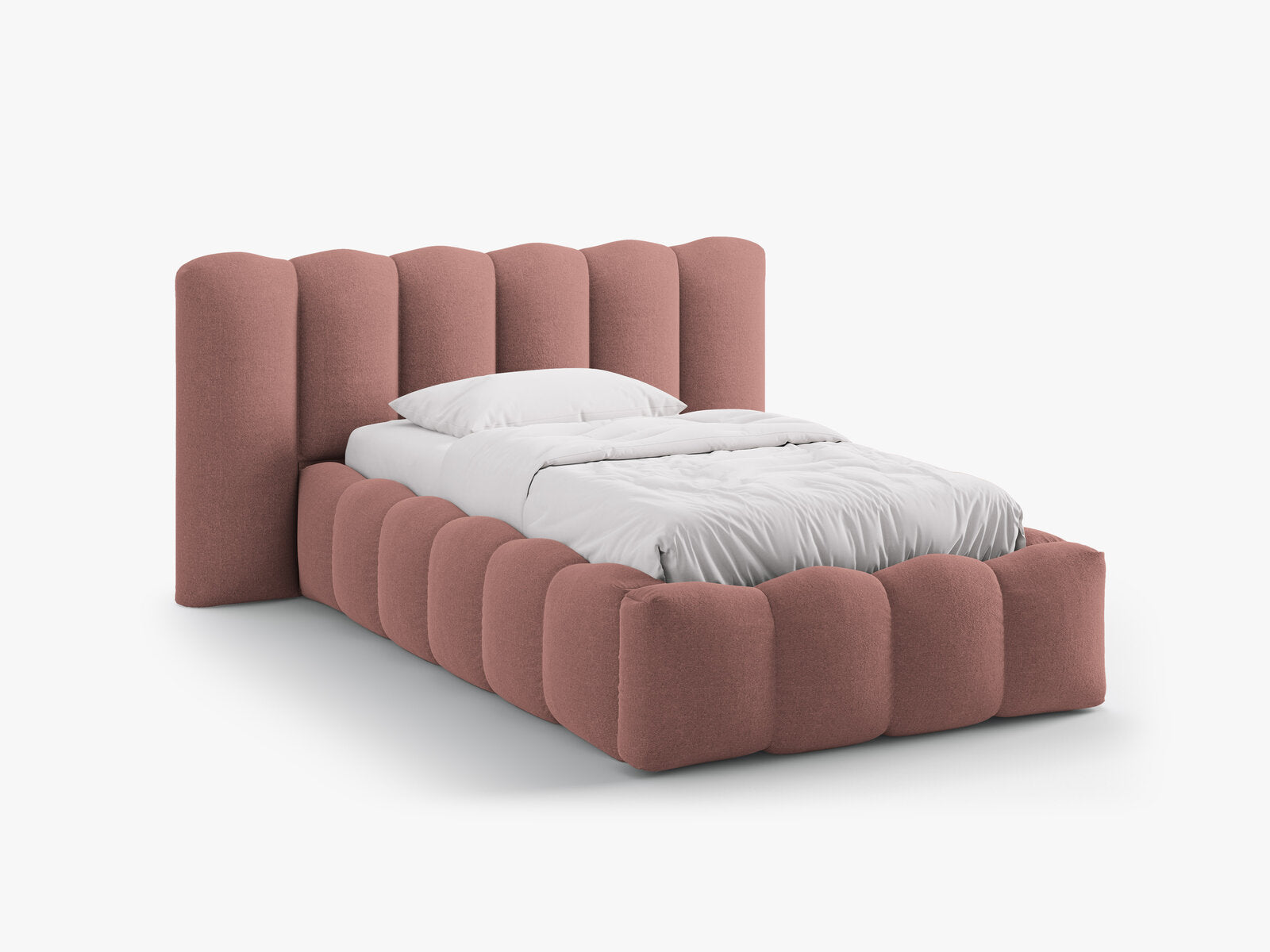 Micadoni Stauraumbett mit Kopfteil Lupine Strukturierter Stoff Moly Dunkelrosa