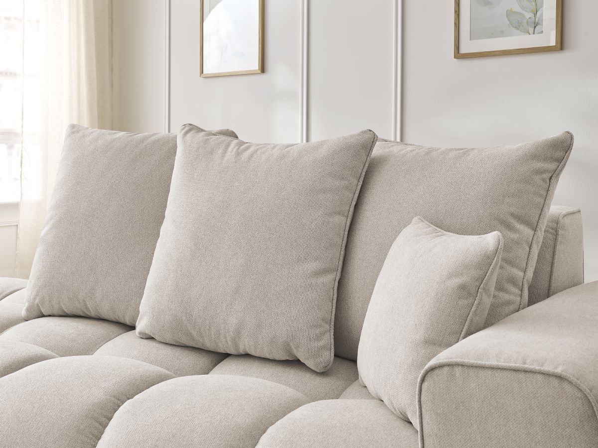 Bobochic Mont-blanc Sofa 4-Sitzer Melange-Stoff Beige Armlehne rechts