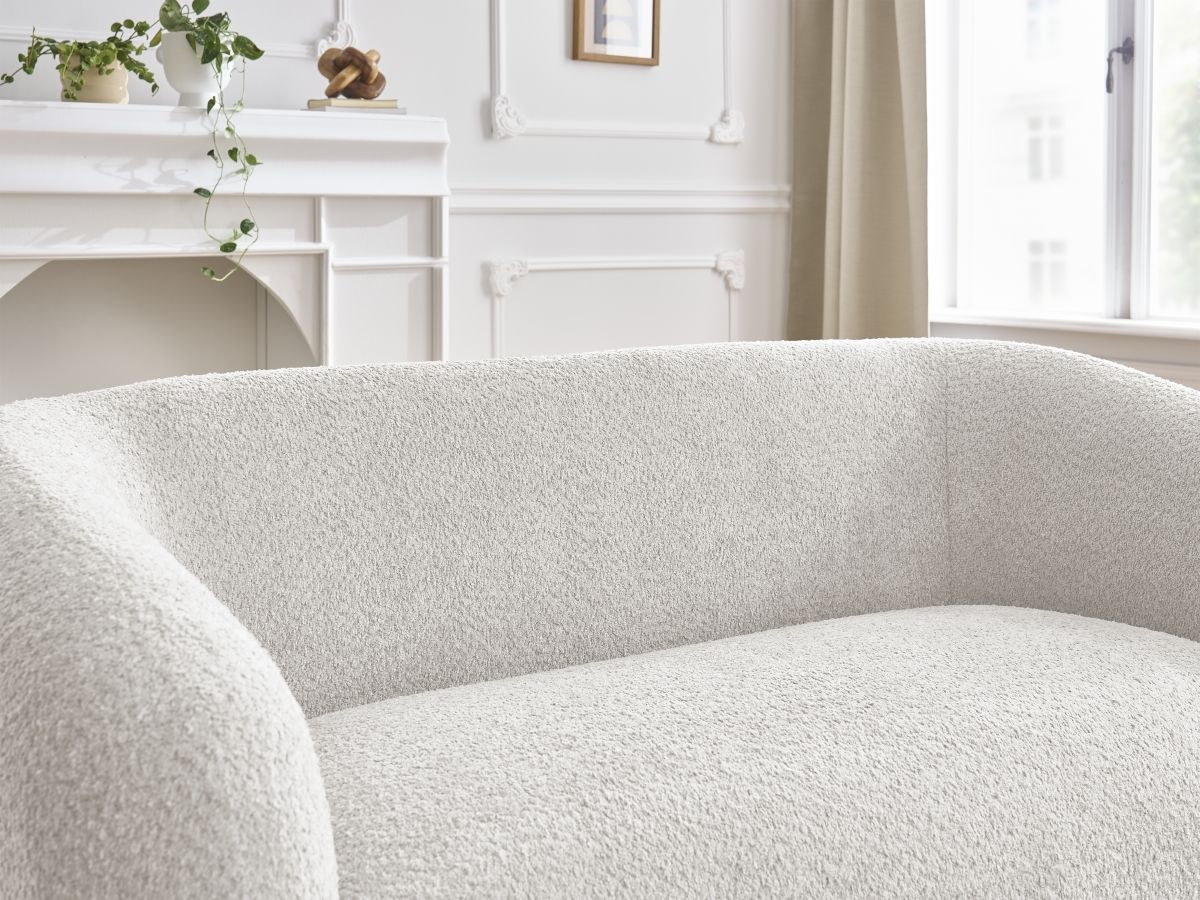 Bobochic Celine Sofa 2-Sitzer Bouclé-Stoff Weiß