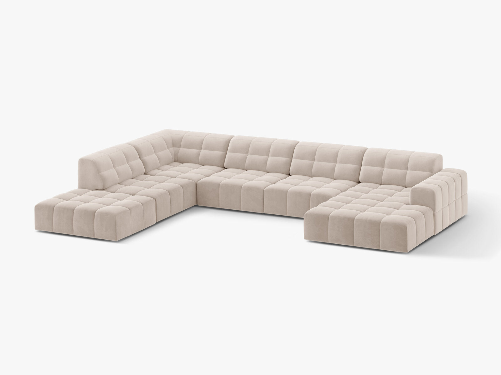 Micadoni Panorama Ecksofa Jennifer 7-Sitzer Samt Venus Helles Beige Links