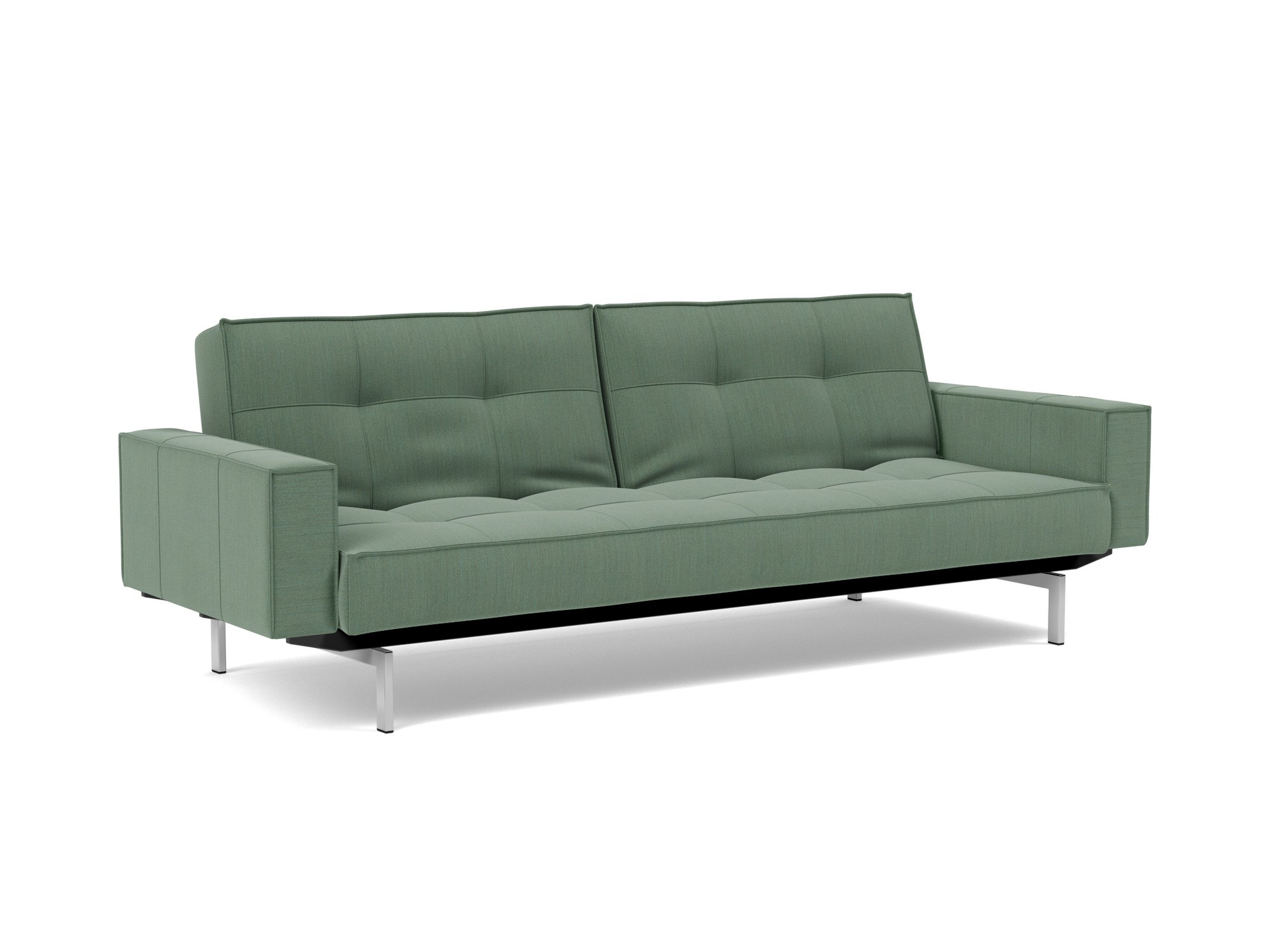 Schlafsofa Splitback mit Armlehnen Flachgewebe Elegance 518-Green Beine Chrom