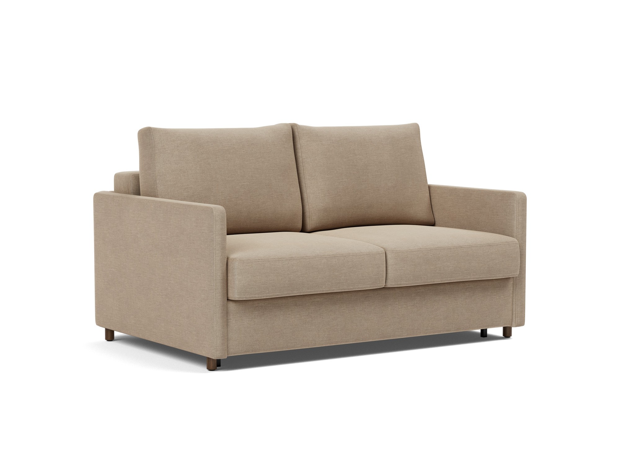 Schlafsofa Neah mit Slim-Armlehnen 140 Flachgewebe Phobos 587-Mocha