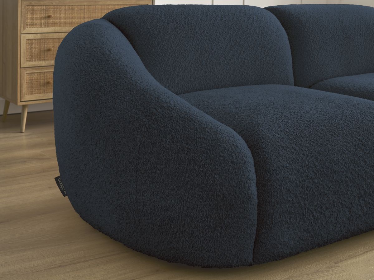 Bobochic Tina Sofa 2-Sitzer Bouclé-Stoff Dunkelblau