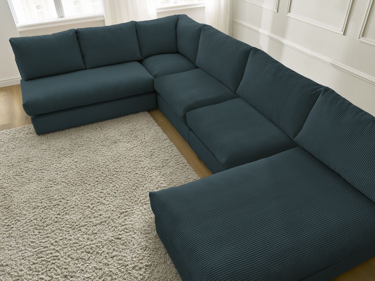 Bobochic Paris Ecksofa Cordsamt Dunkelblau