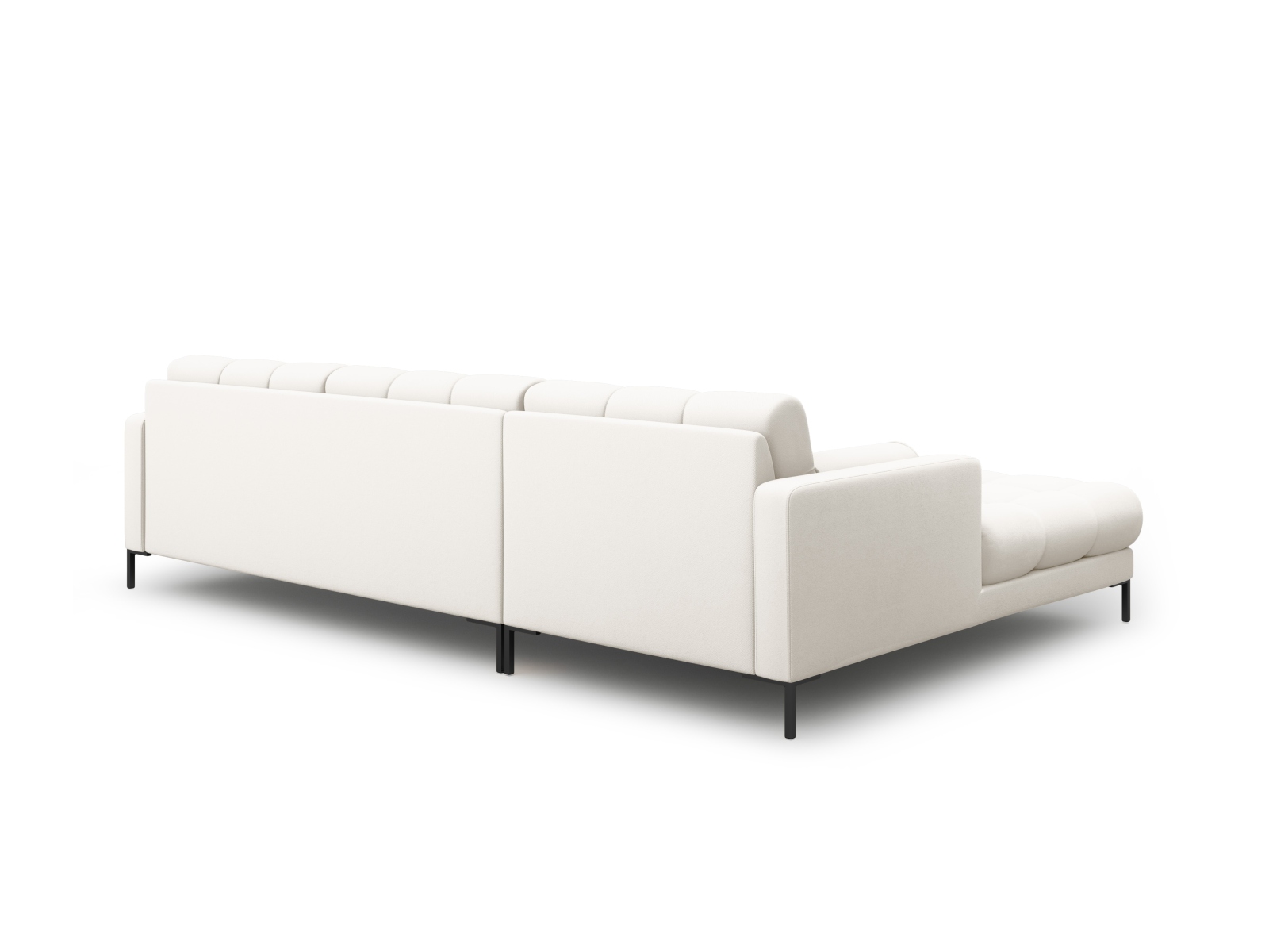 Cosmopolitan Design Ecksofa Bali 5-Sitzer Strukturierter Stoff Neve Helles Beige Links Beine Schwarzes Metall