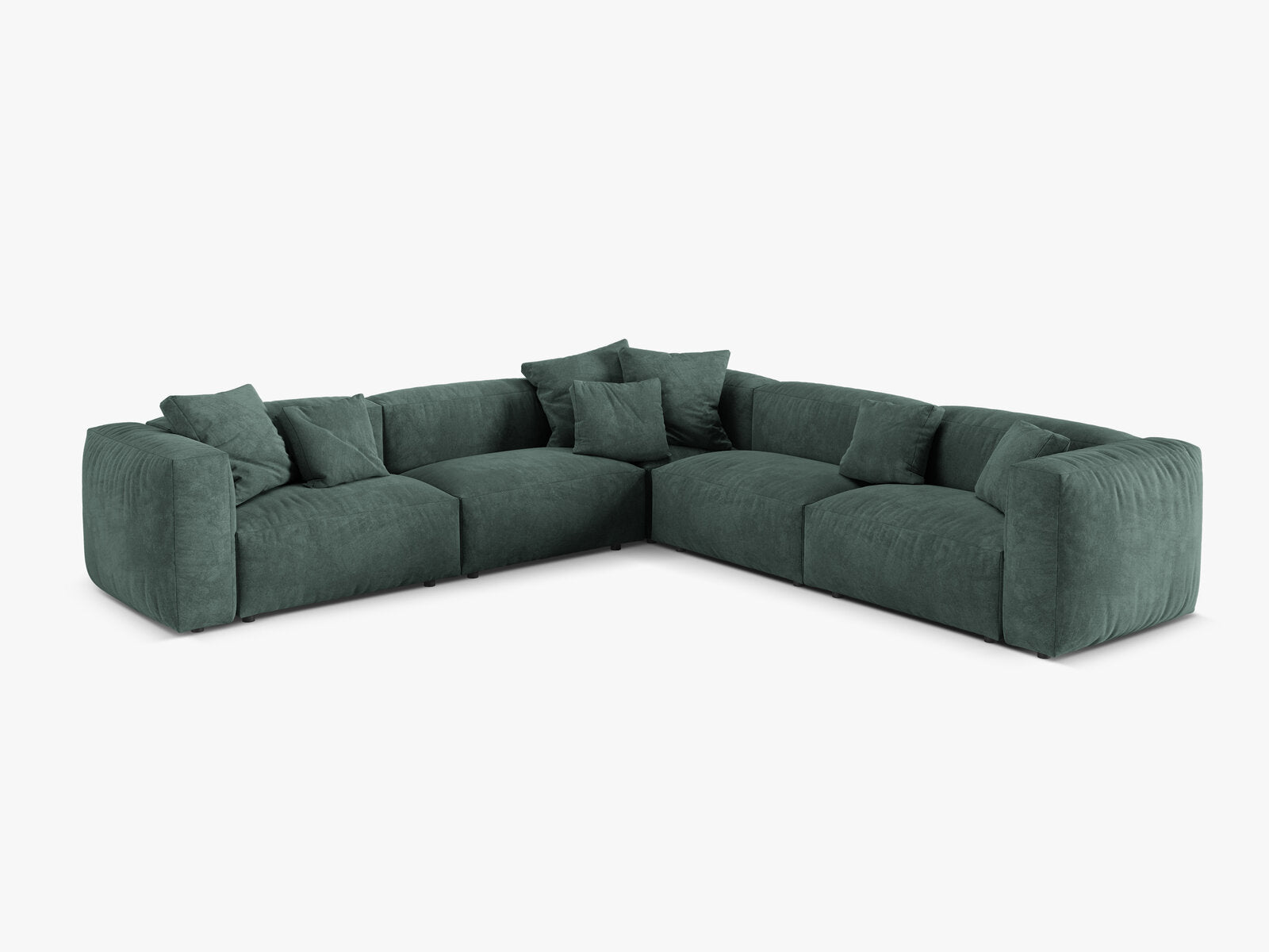 Micadoni modulares symmetrisches Ecksofa XL Martina 5-Sitzer Samt Vogue Petrol