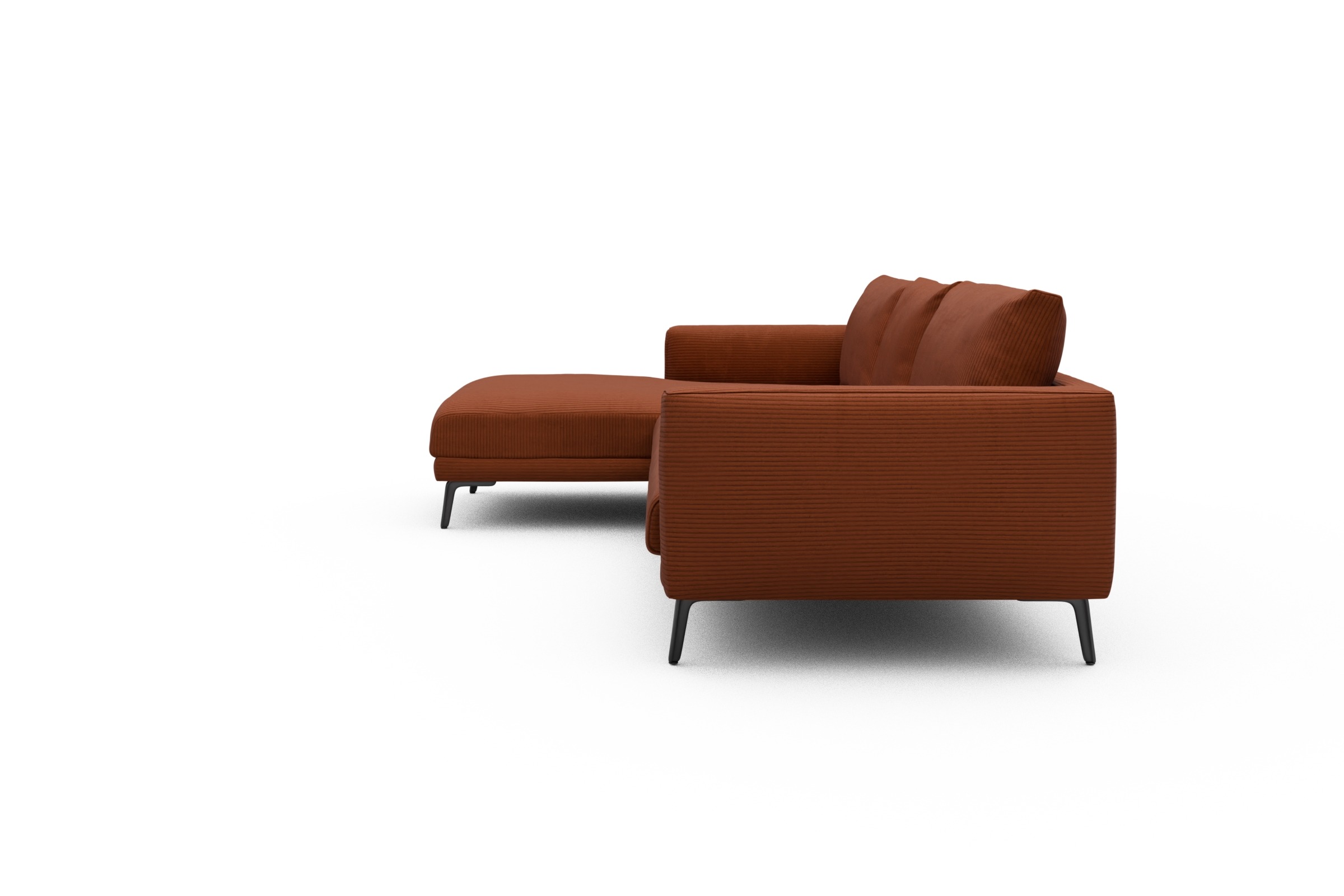 Ecksofa Karl Chaiselongue links mit 2,5-Sitzer Corduroy-Burnt-Orange