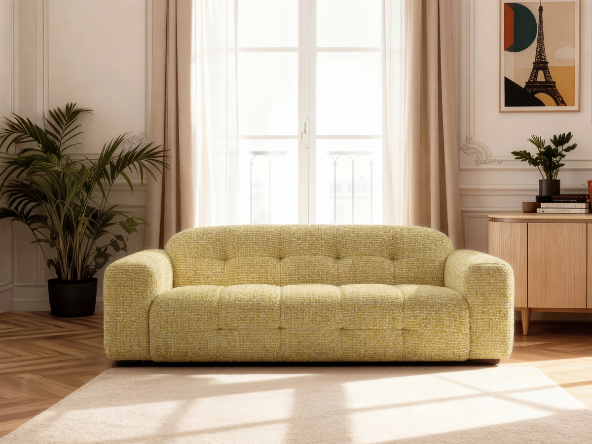 Bobochic Laura Sofa 3-Sitzer Melange-Stoff Gelb