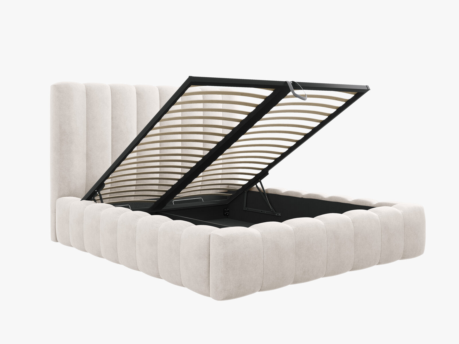 Micadoni Bett Kelp Strukturierter Stoff Moly Grau Beige Melange