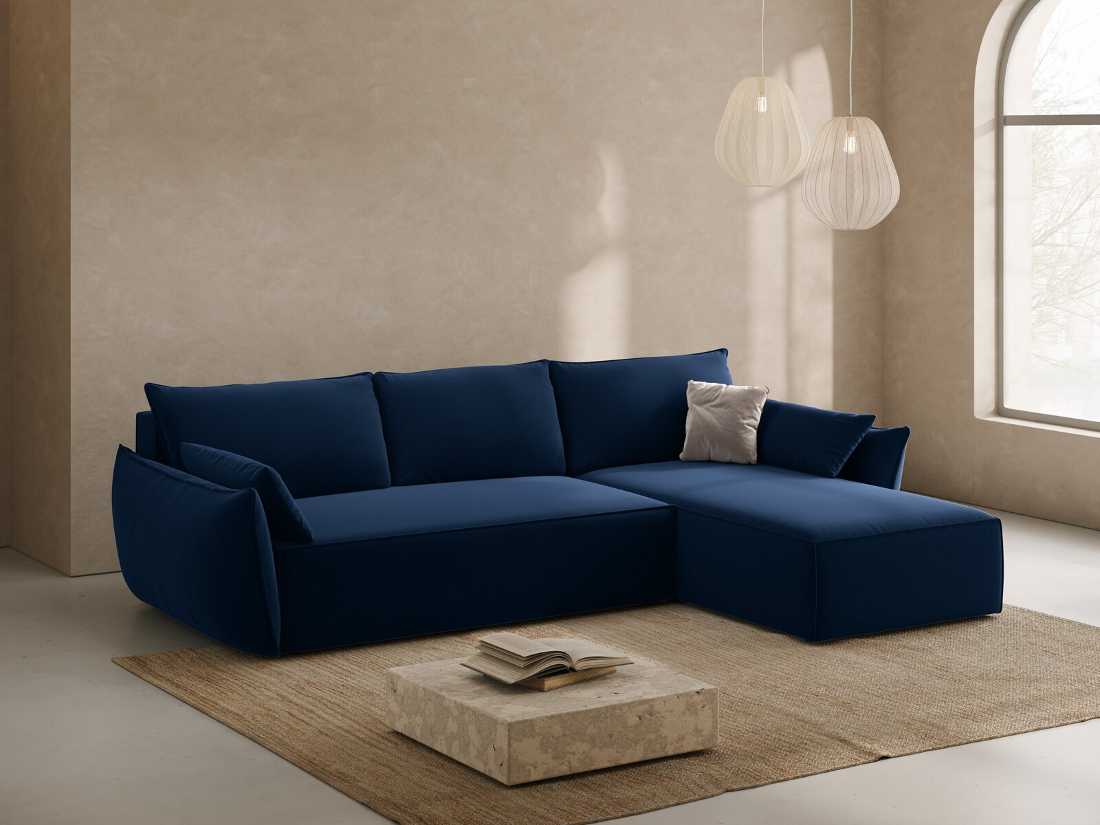 Micadoni Kaelle Ecksofa 4-Sitzer mit Schlaffunktion Rechts Samt Bluvel Königsblau