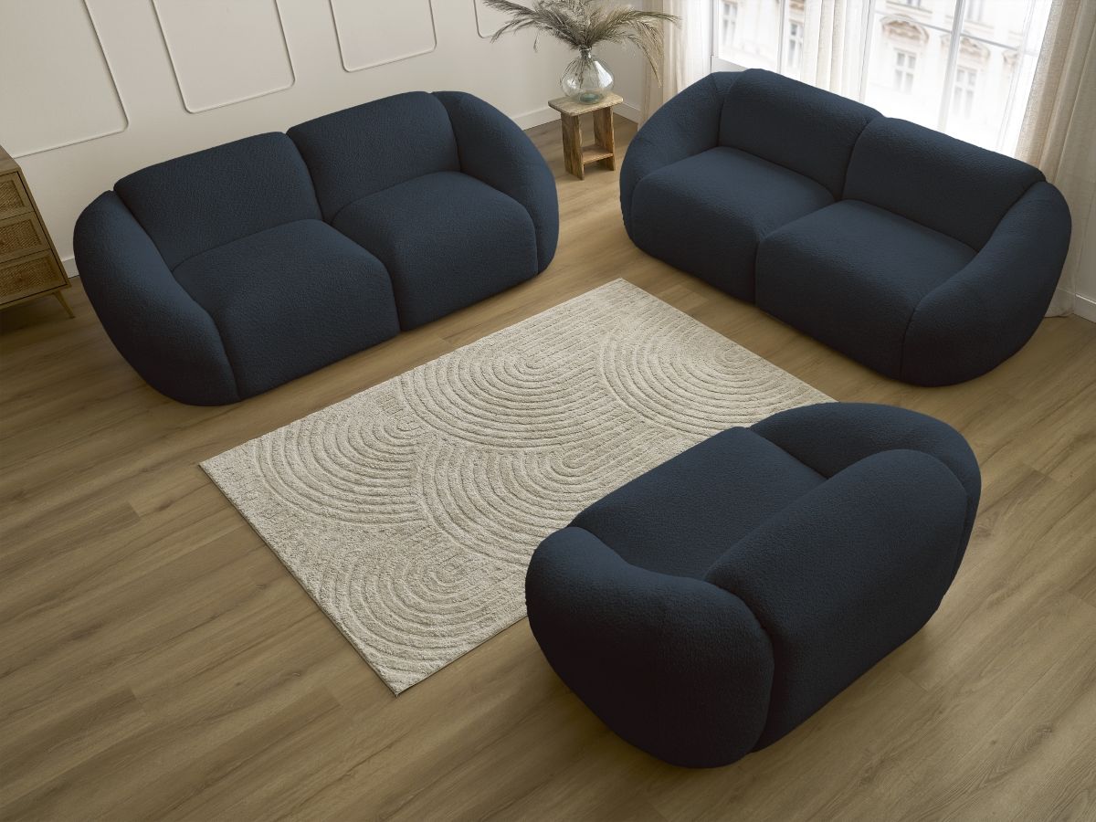 Bobochic Tina Sofa 6-Sitzer Bouclé-Stoff Dunkelblau