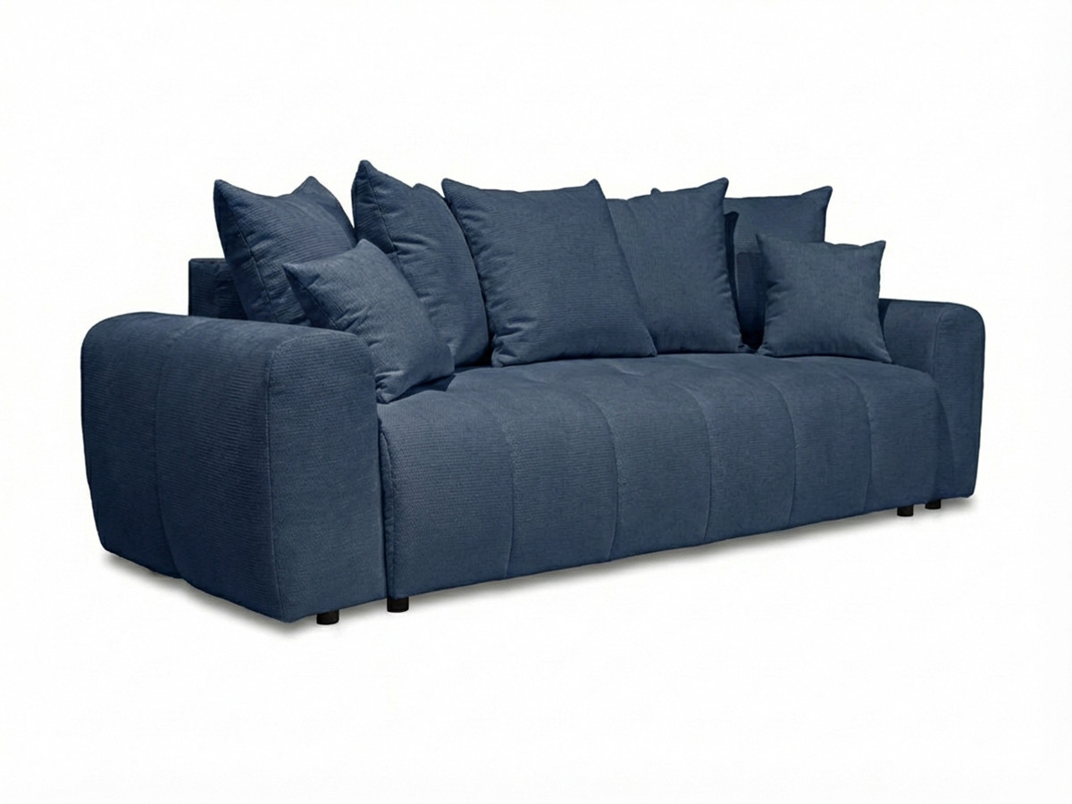 Bobochic Roxelane Schlafsofa 3-Sitzer mit Bettkasten Melange-Stoff Dunkelblau