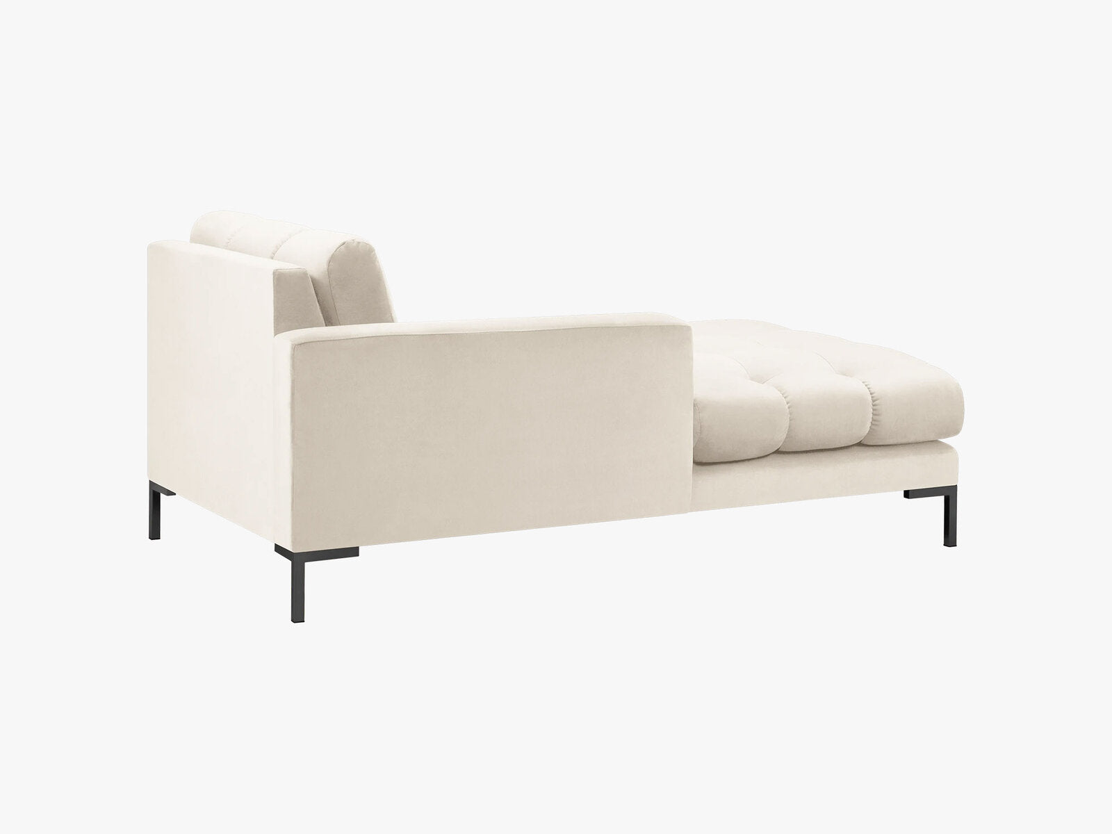 Micadoni Recamiere Mamaia 1-Sitzer Links Samt Bluvel Helles Beige schwarze Beine