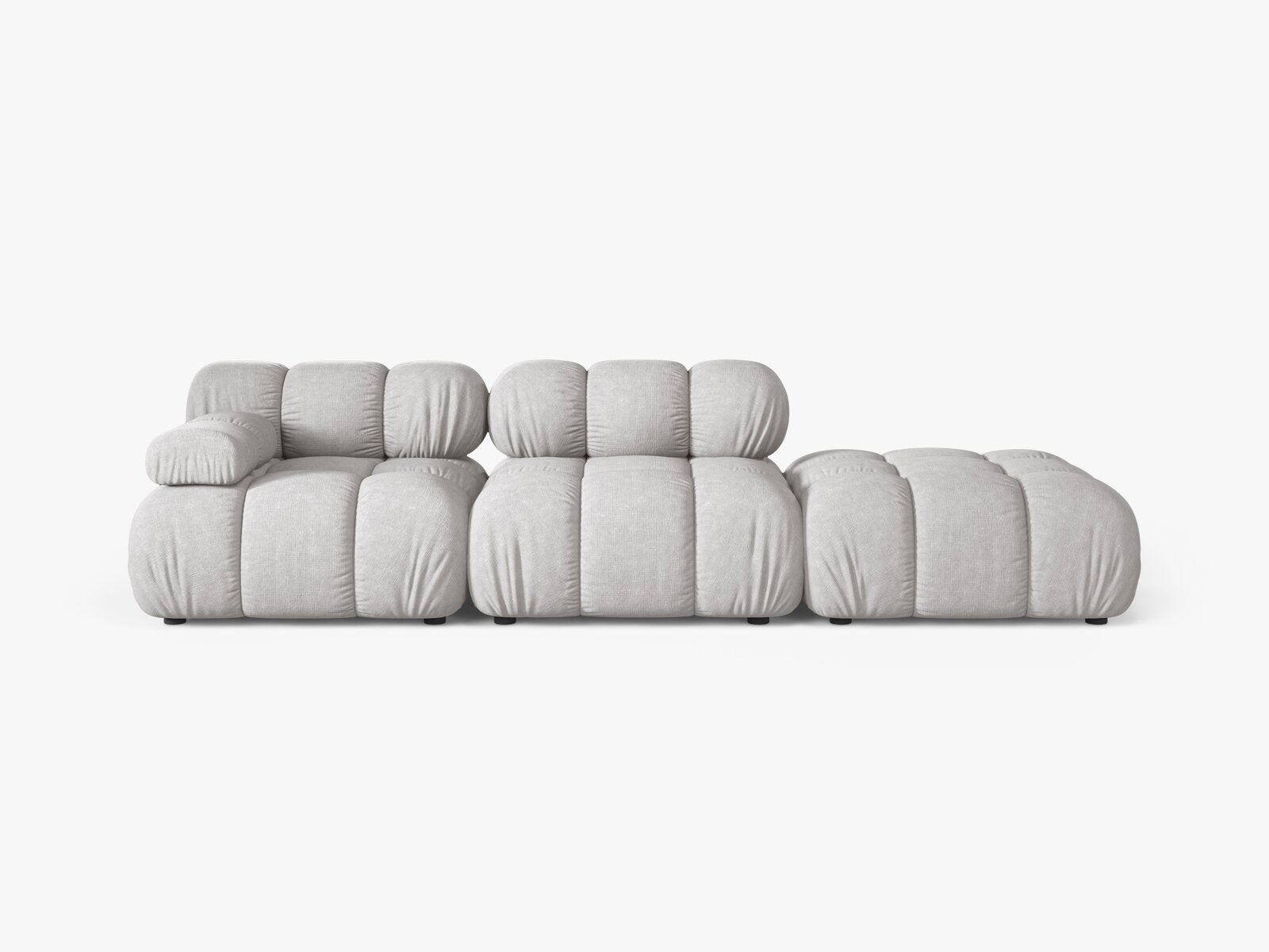 Micadoni Modulares Sofa Bellis 4-Sitzer Rechts Strukturierter Stoff Liberty Hellgrau