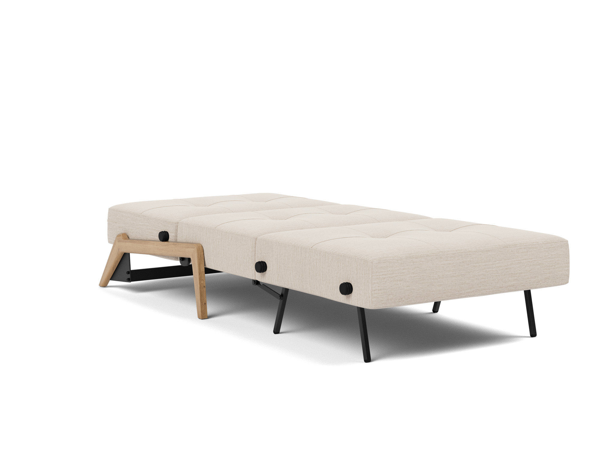 Schlafsessel Cubed 90 Webstoff Blida 612-Sand-Grey Beine Eiche
