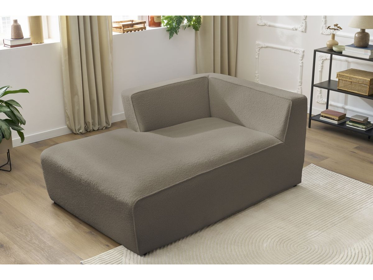 Bobochic Megeve Méridienne-Modul Bouclé-Stoff Braun Ecke links