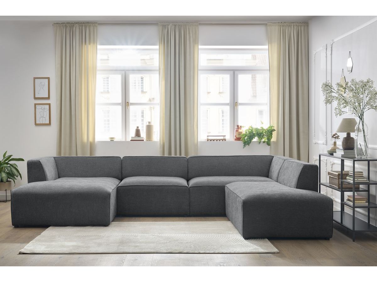 Bobochic Megeve Wohnlandschaft Strukturstoff Dunkelgrau Ecke links