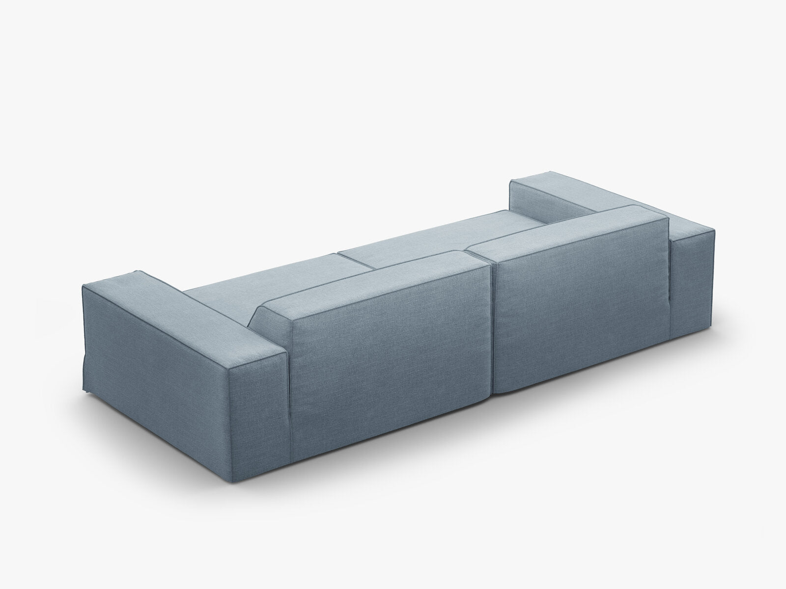 Micadoni Sofa Jodie 4-Sitzer Strukturierter Stoff Lins Gedämpftes Blau