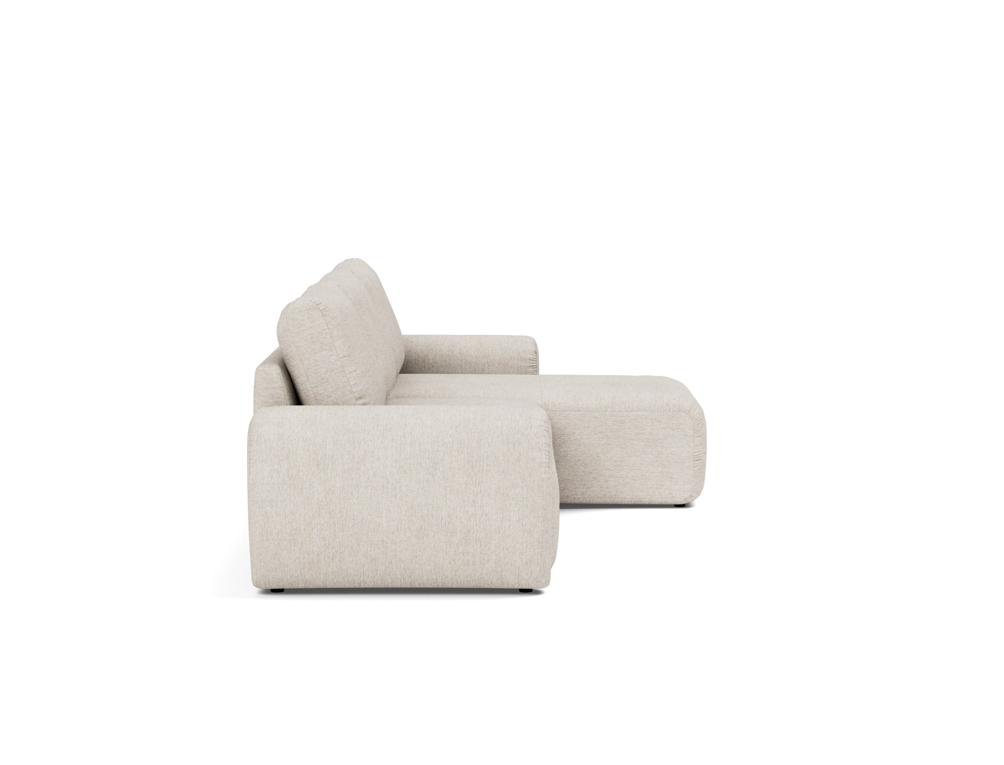 Schlafsofa Norum mit Chaiselongue und Curve-Armlehnen Chenille Yuveno 470-Natural