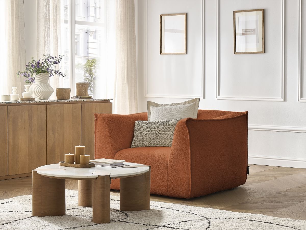 Bobochic Giorgia Sessel Bouclé-Stoff Orange