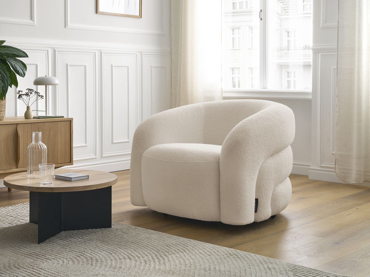 Bobochic Elina Sessel Bouclé-Stoff Beige