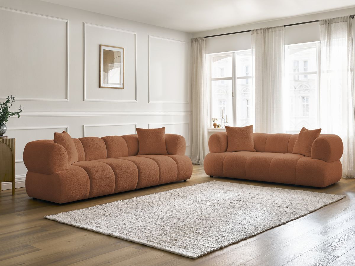 Bobochic Pamira Sofa 5-Sitzer Bouclé-Stoff Orange