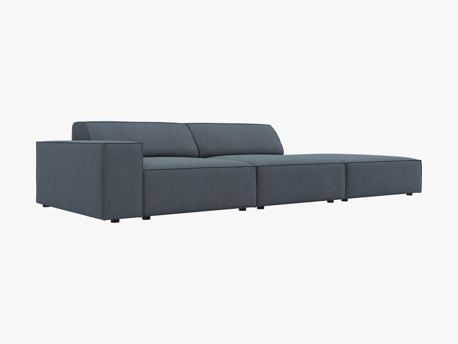 Micadoni Sofa Jodie 3-Sitzer Rechts Strukturierter Stoff Megan Blau