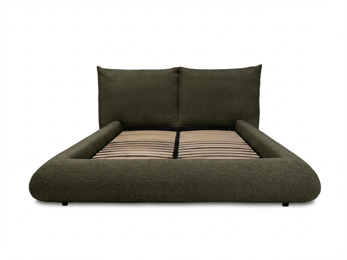 Bobochic Jaden Polsterbett Bouclé-Stoff Grün, Liegefläche 160 × 200 cm