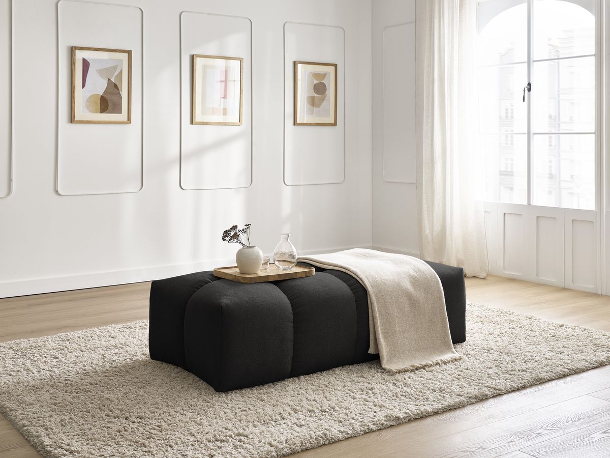 Bobochic Everest Pouf 140 × 70 cm Melange-Stoff Schwarz
