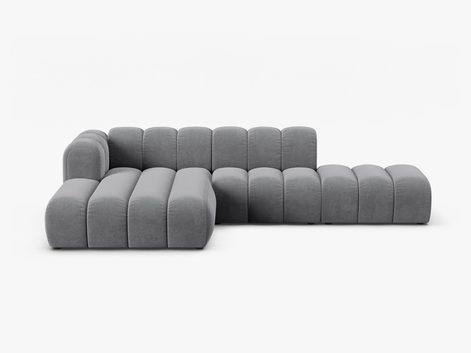 Micadoni Modulares Ecksofa offen Lupine 5-Sitzer Links Samt Salvador Grau