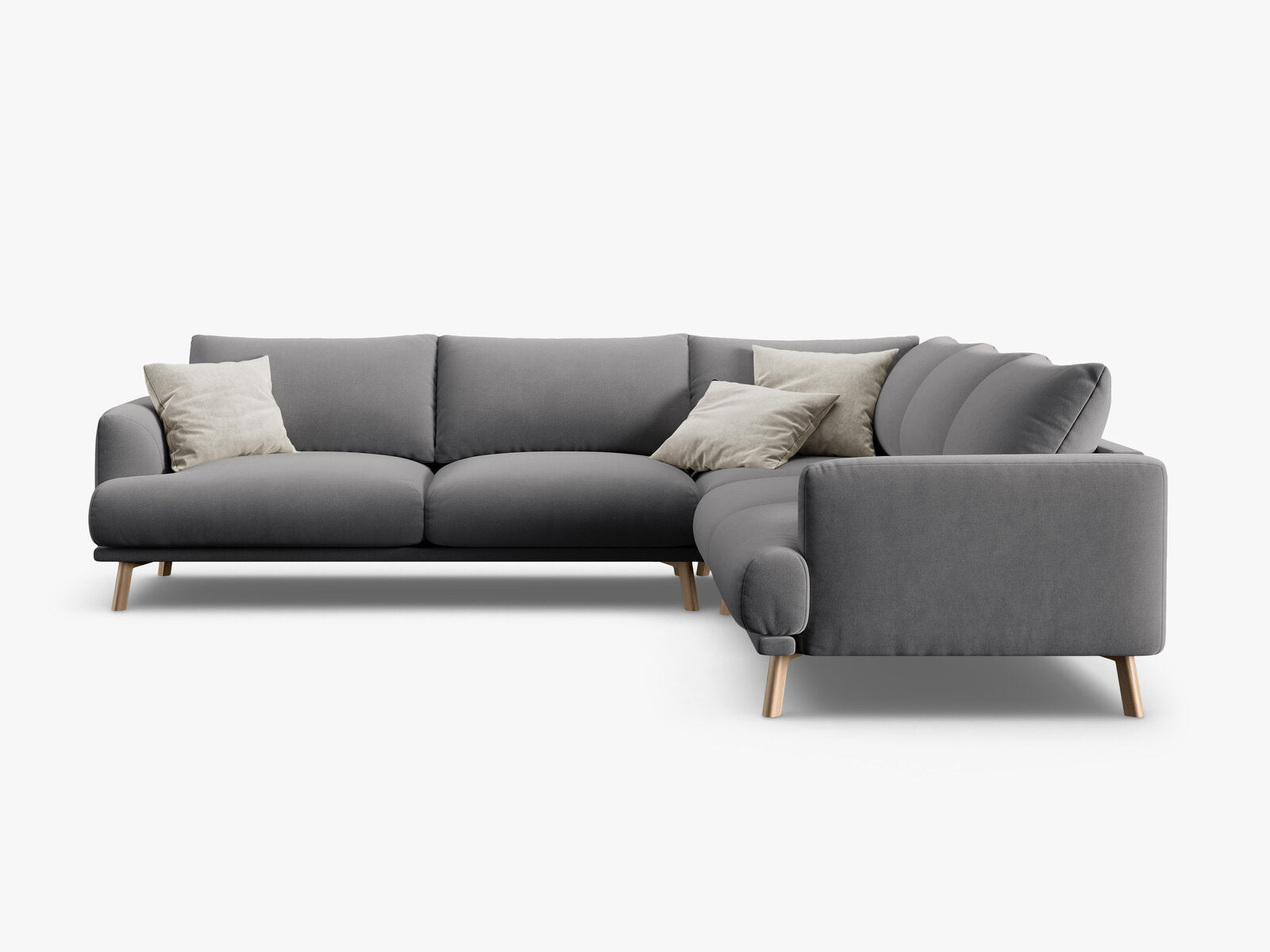Micadoni symmetrisches Ecksofa Naomi 5-Sitzer Samt Salvador Grau