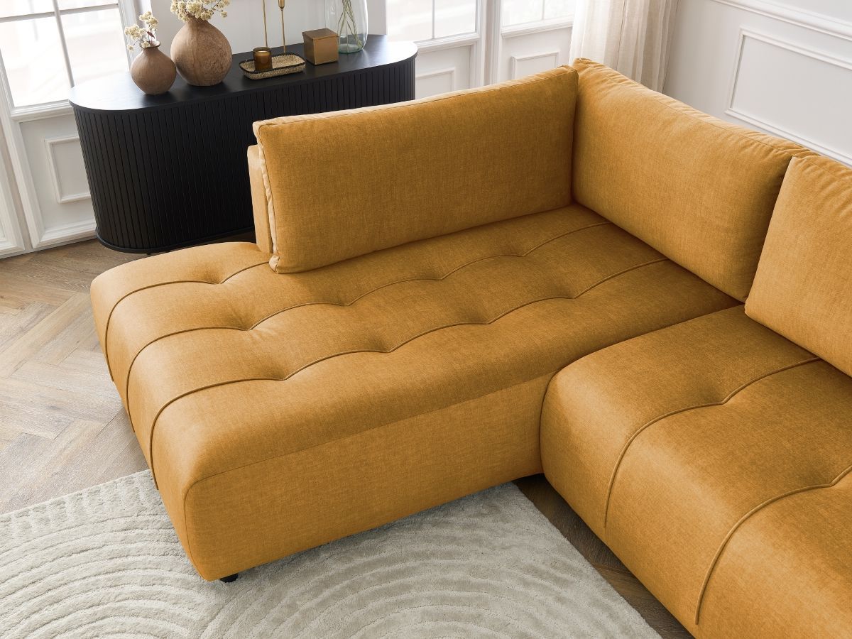 Bobochic Arsene Ecksofa mit Schlaffunktion und Bettkasten 277 × 200 cm Samt Gelb Ecke links