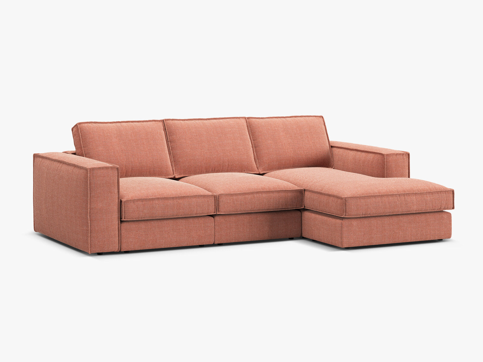 Micadoni modulares Ecksofa Pola 3-Sitzer Rechts Strukturierter Stoff Babel Rot