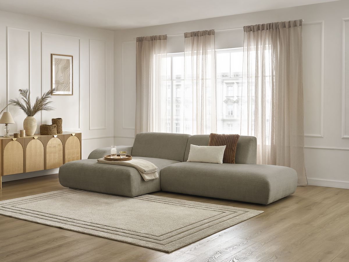 Bobochic Sirius Ecksofa 300 × 170 cm Strukturstoff Taupe Ecke links