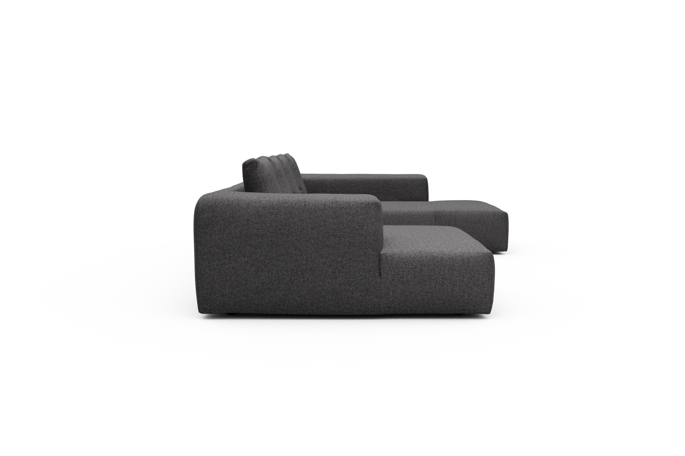 Wohnlandschaft Fred Relax-Ecke rechts mit 2-Sitzer und Chaiselongue links Sama-Antracite
