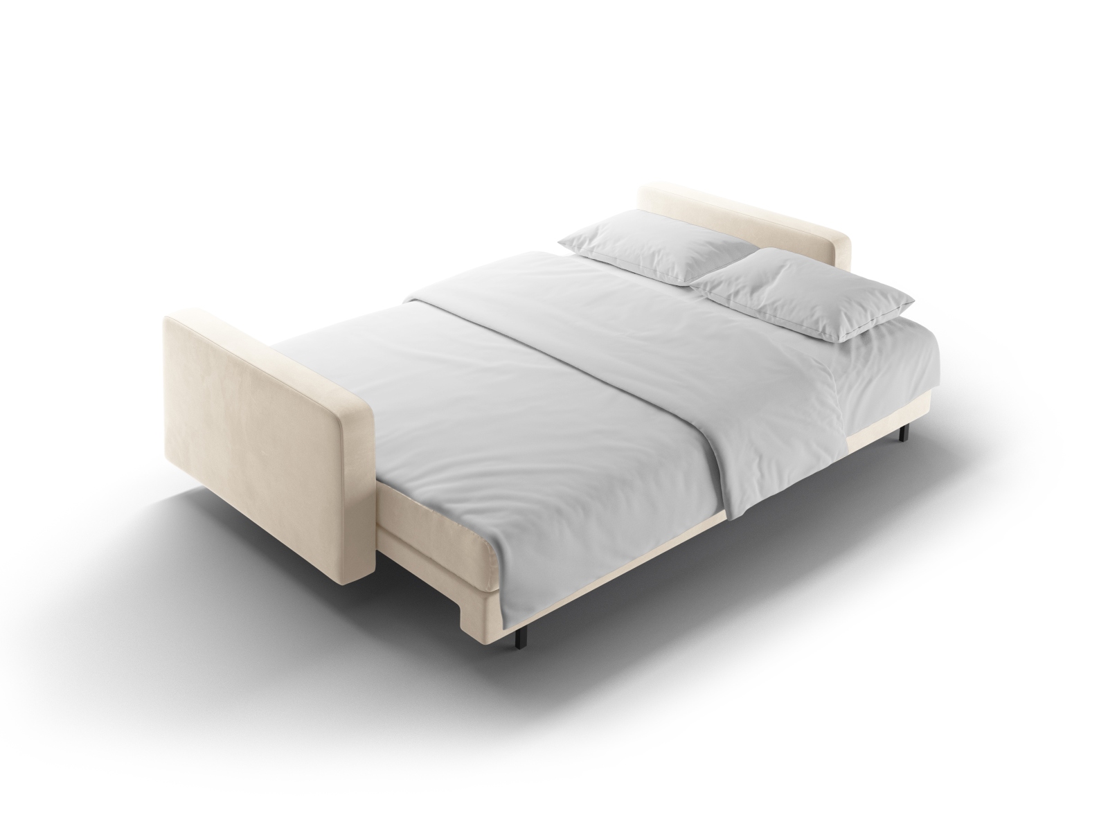 Cosmopolitan Design Schlafsofa Bali 3-Sitzer mit Bettkasten Samt Bluvel Helles Beige