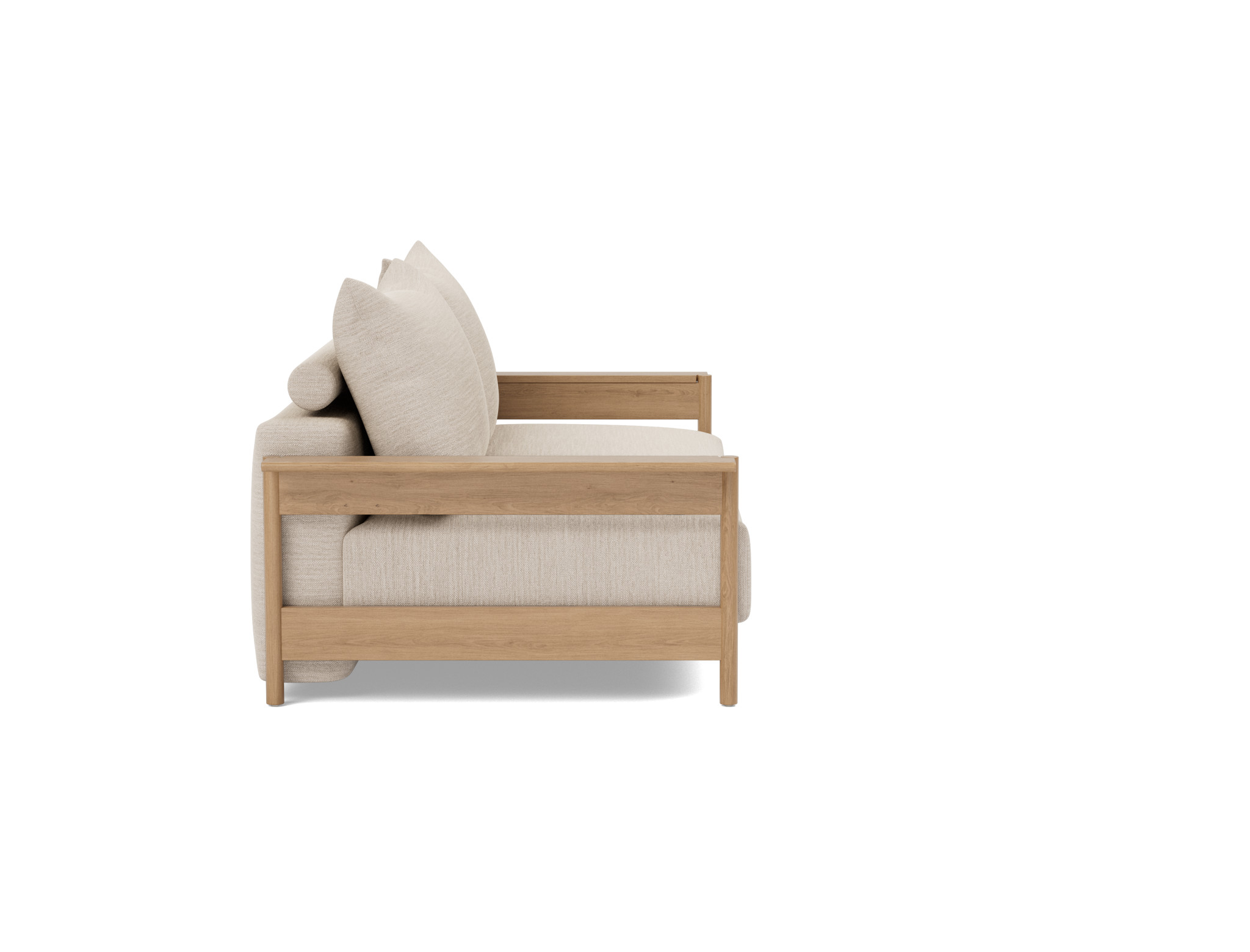 Schlafsofa Malloy Wood Webstoff Blida 612-Sand-Grey