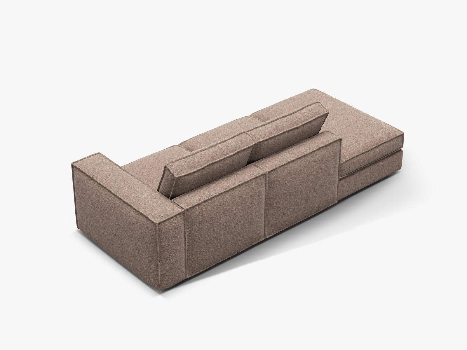 Micadoni modulares offenes Sofa Pola 3-Sitzer Links Strukturierter Stoff Babel Hellbraun