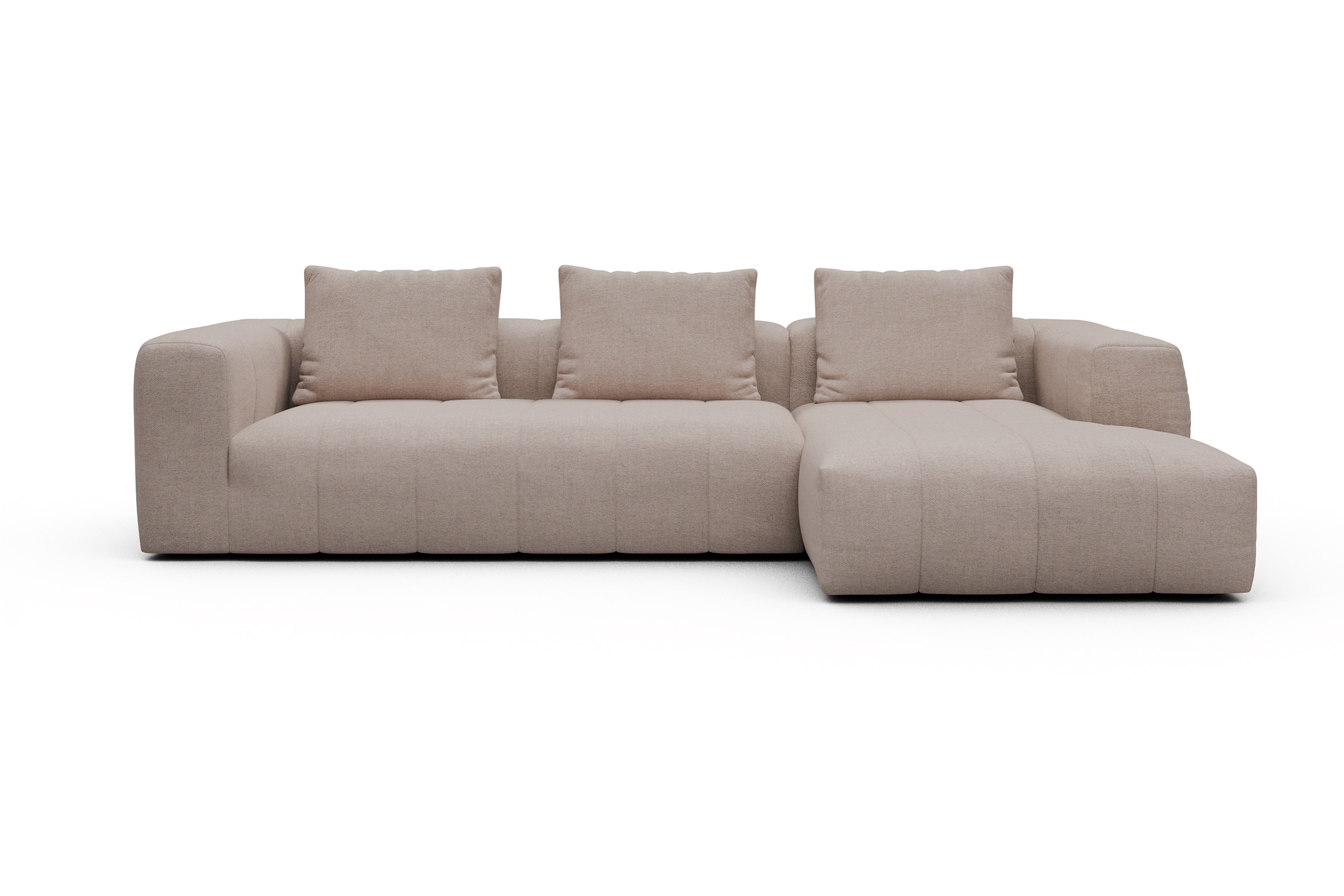 Ecksofa Hugo 2,5-Sitzer Armlehne links mit Chaiselongue Weda-Sand