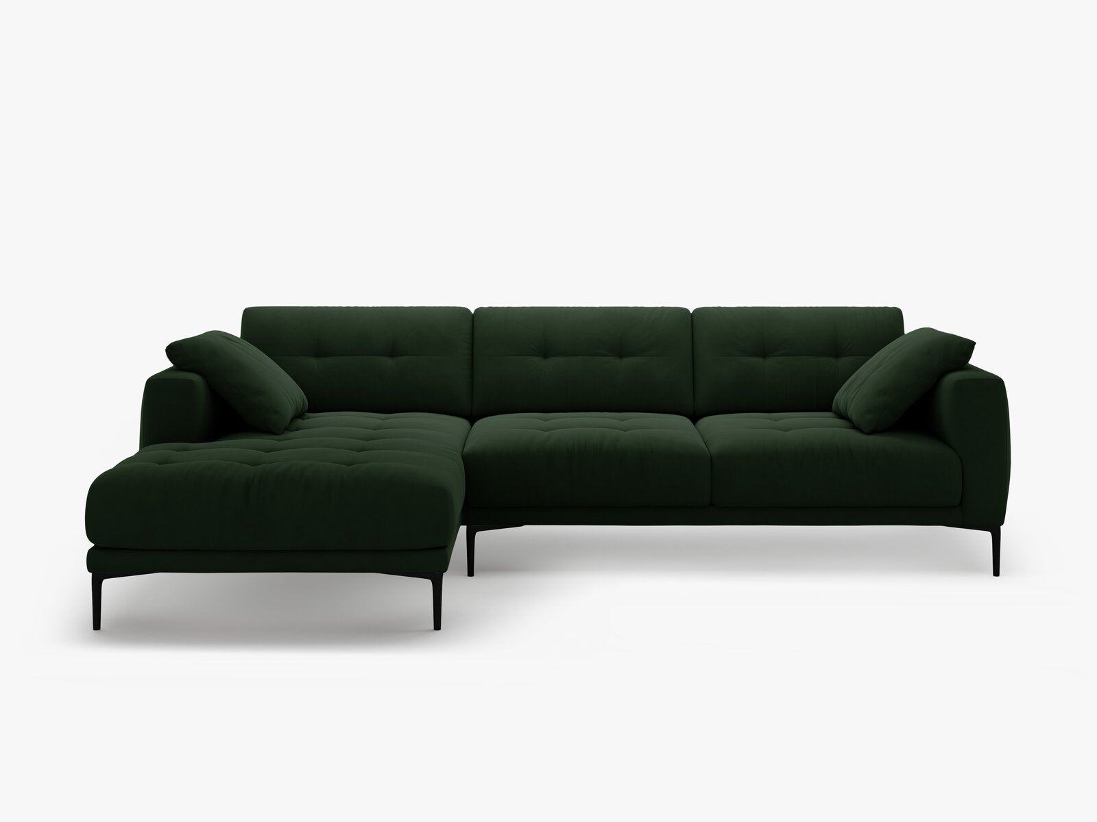 Micadoni Ecksofa Bemy 3-Sitzer Links Samt Flaschengrün