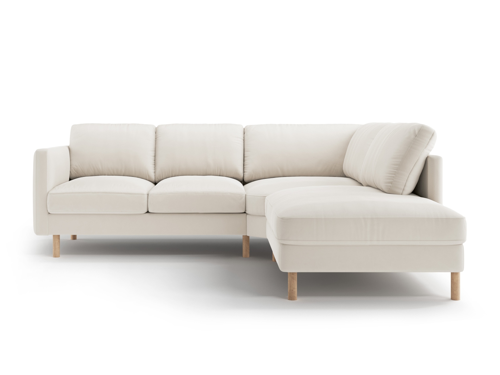 Micadoni Symmetrisches Ecksofa Eden 4-Sitzer Rechts Samt Beige