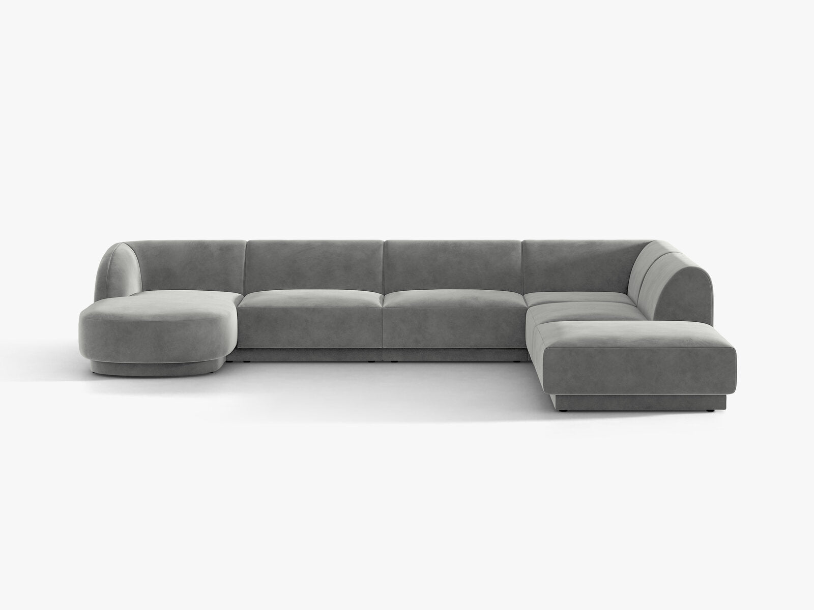 Micadoni Panorama-Ecksofa Miley 6-Sitzer Samt Venus Hellgrau Rechts