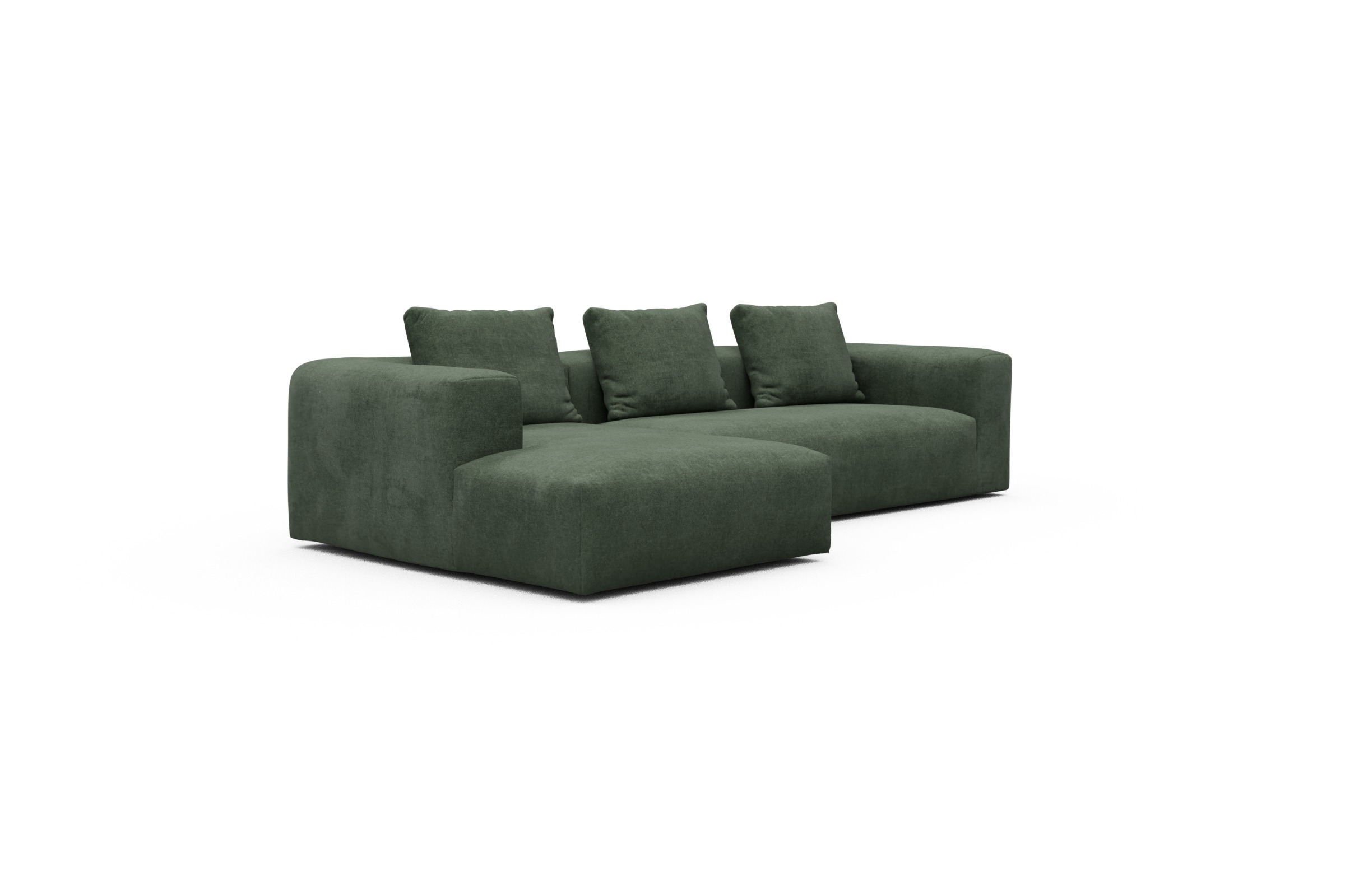 Ecksofa Fred Chaiselongue links mit 2,5-Sitzer Casone-Forest-Green