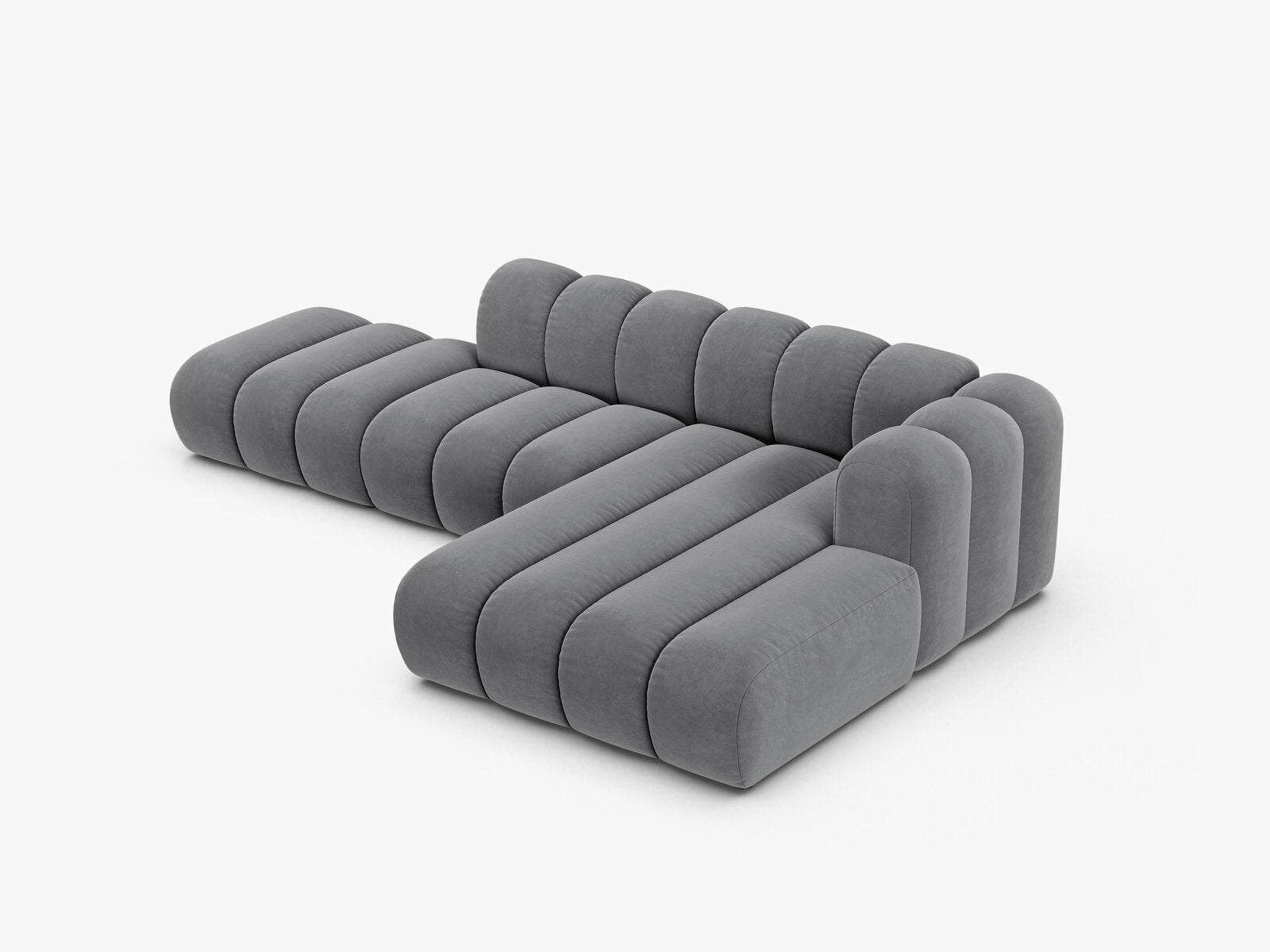 Micadoni Modulares Ecksofa offen Lupine 5-Sitzer Rechts Samt Salvador Grau