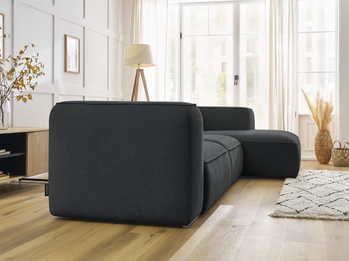 Bobochic Zephyr Ecksofa 349 × 165 cm Strukturstoff Dunkelgrau Ecke rechts