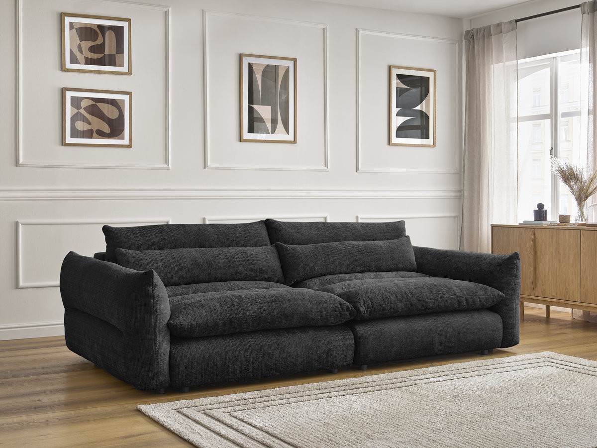 Bobochic Neil Sofa 3-Sitzer Strukturstoff Schwarz