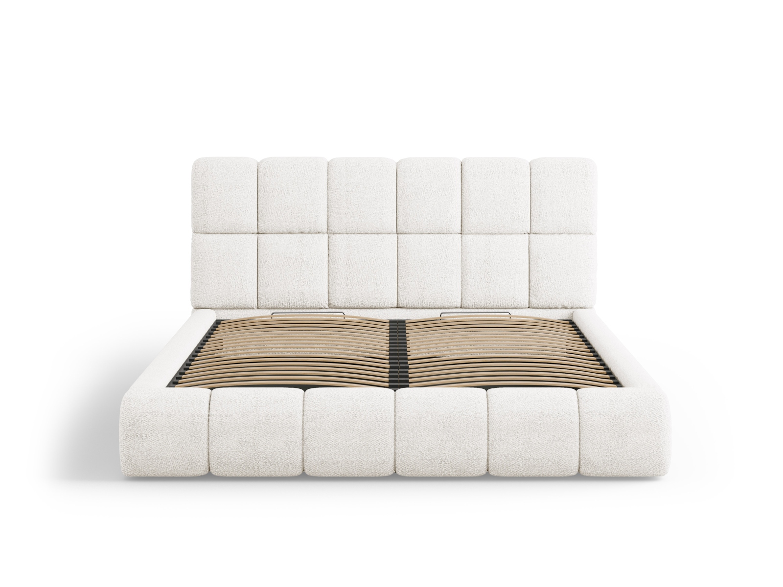 Micadoni Stauraumbett mit Kopfteil Bellis Boucle Baloo Weiß 140x200